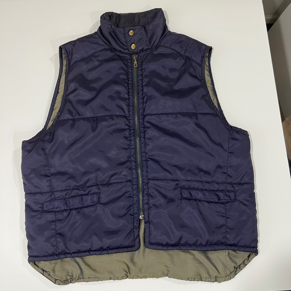 Mens Players by Van Heusen Puffer Vest Full Zip Sleeveless Jacket Navy L